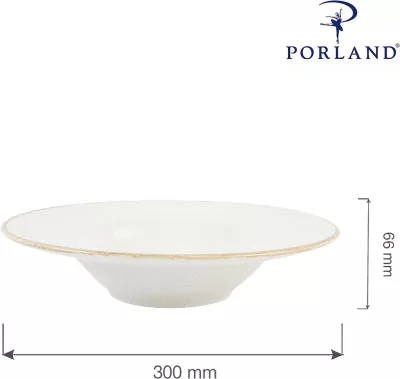 Pjatë pasta Porland Seasons Sand Ø300 mm, porcelan, krem, set 6 copë