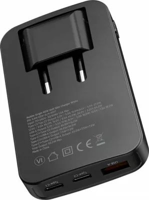 Karikues rrjeti Mobile Origin GaN-65W-SLM-BLK 65W 1x USB-A 2x USB-C, i zi