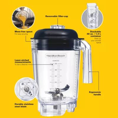 enë blenderi, Hamilton Beach Commercial, për HBH855-CE, 1.4 L, polikarbonat, transparente