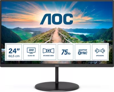 Monitor AOC Q24V4EA, 23.8", 2K Ultra HD, LED, 75Hz, i zi