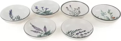 Set 6 copë tasë salce, qeramikë, Hermia Concept, të bardhë, jeshile, vjollcë, të zeza, ST489406F022AMD3600MAYD100