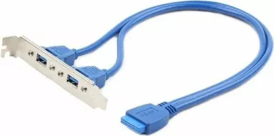 Panel I/O i pasëm USB 3.0 Gembird CC-USB3-RECEPTACLE, 2x USB-A, 20-pin header, kabllo 0.45 m, blu