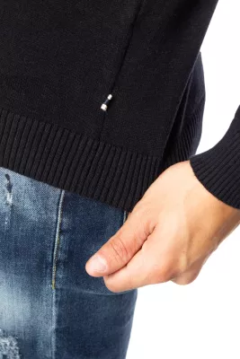Xhemper për meshkuj Jack & Jones JJEBASIC Knit Crew Neck NOOS 12137190, i zi [Madhësia: S]