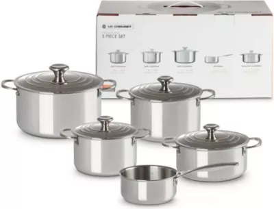 Set tenxheresh, Le Creuset, 3-Ply Plus (96605300000000), inoks 3-shtresor, argjendt, set 5 copë