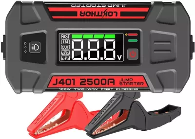 Jump starter / Powerbank Lokithor J401, 2500A, 20000mAh, 12V, me dritë, i zi
