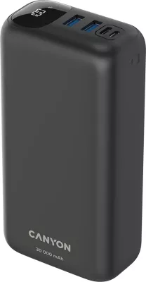 Power bank CANYON PB-301 30000 mAh PD 20W QC 3.0, e zezë