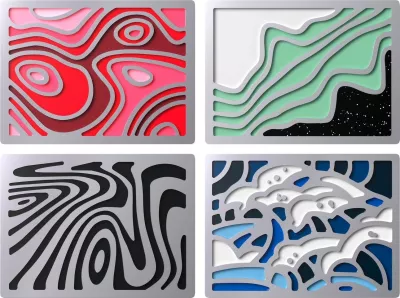 Set magnetik badge HyperX Abstract Series për tastierë, metal, 4 copë, mix