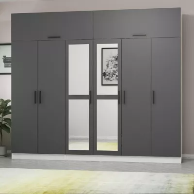 Dollap garderobe Skye Decor, anthracite dhe i bardhë, 270x255x52cm, 11 pjesë