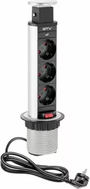Prizë e integrume GTV AE-BPW3S60-80, 3x220V, Ø60mm, 3500W, kabllo 1.5m, IP20, gri