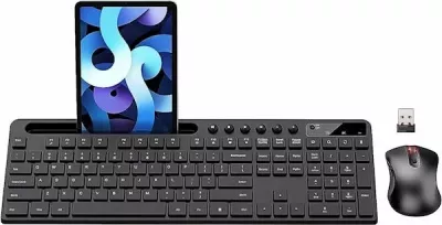 Set tastierë wireless + maus Marvo Office KC411W, layout SLO/HR, me mbajtëse telefoni/tableti, e zezë