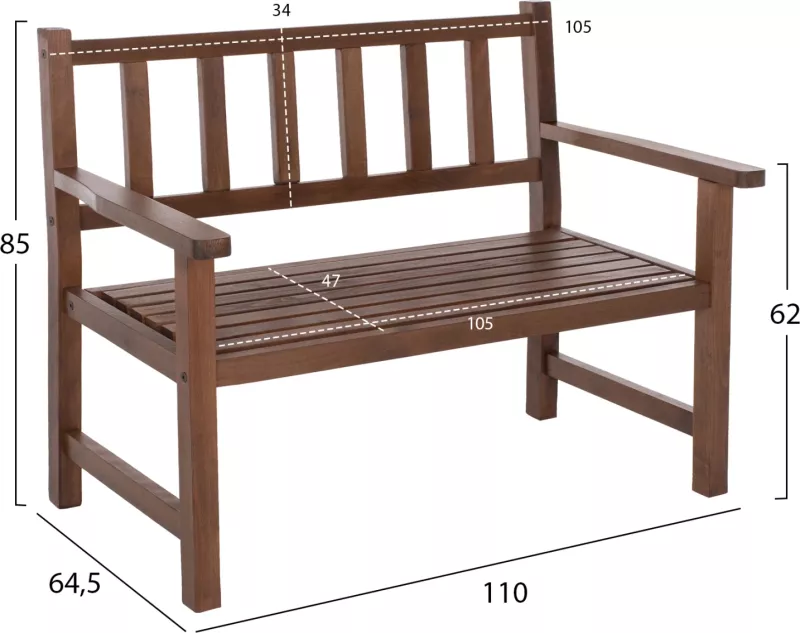 Stol druri Naxos 2 vendësh FH5407 110x64,5x85 cm
