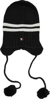 Kapelë beanie Tommy Hilfiger Jeans AW0AW18311 për femra, e zezë dhe bardhë