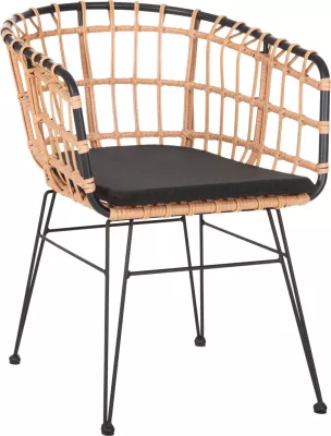 Karrige për jashtë ALLEGRA FH5456.11 metalike & jastëk ngjyrë e zezë - Wicker bezhë 58x61x81Hcm