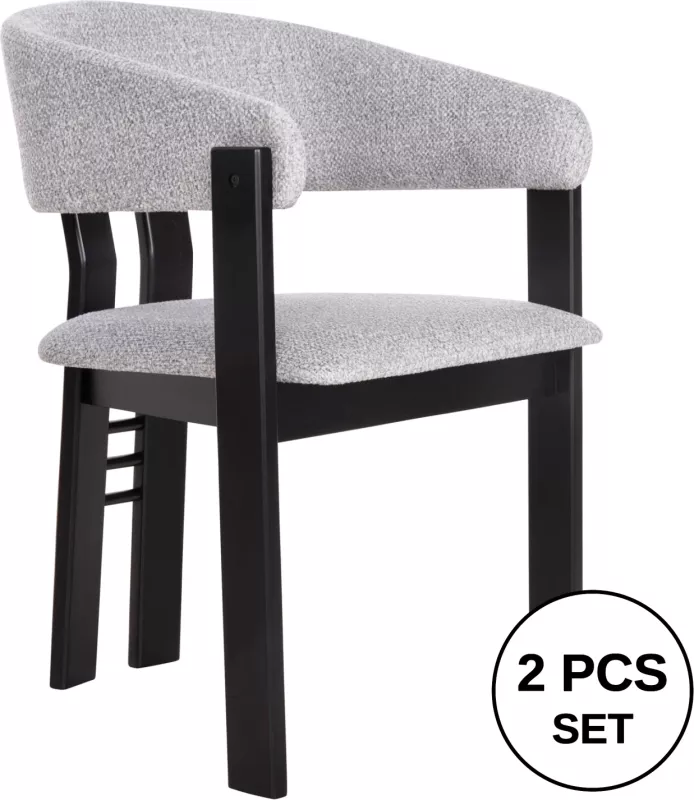 Karrige për ngrënie ZARRA FH9970.02 dru gome ngjyrë zezë-gri e lehtë 55,5x59x81,5Hcm., set prej 2 copë