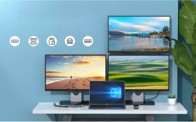 HUB multifunksional Choetech HUB-M26, 12-në-1, USB-C, HDMI, VGA, RJ45, Gri