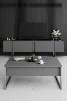 Set mobiljesh për dhomë dite, Hanah Home Luxe, antracit, argjend