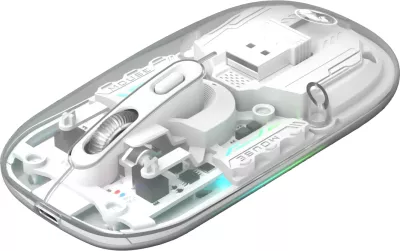 Maus Marvo M808W Prism 20W wireless, 2.4GHz/Bluetooth, RGB, bateri 400mAh, transparent