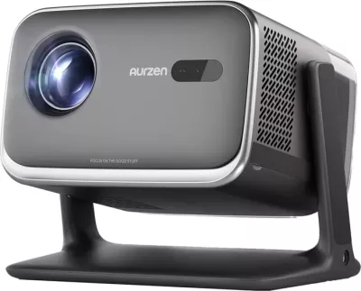 Projektor mini Aurzen BOOM mini, Full HD 1080p, Google TV, 500 ANSI, 20W Dolby Audio, 2GB/16GB, set me çantë, gri/e zezë