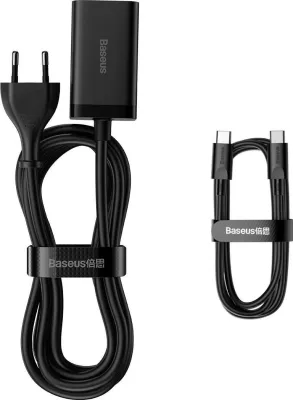 Karikues Baseus GaN3 Pro CCDK65E 65W 2x USB-C 2x USB-A me kabllo USB-C në USB-C 1m, i zi (CCGP040101)