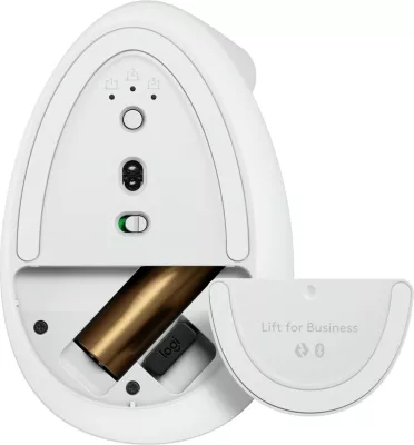 Maus Logitech Lift për Biznes, vertikal, 6 butona, wireless, Bluetooth, Bolt USB, ngjyrë e bardhë