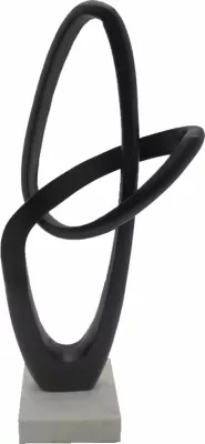 Dekor skulpturë Nordi, alumin, gur, 19x13x50cm, e zezë/e bardhë