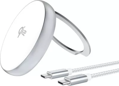 Karikues wireless 4smarts Qi2, USB, 15W, MagSafe, Silver