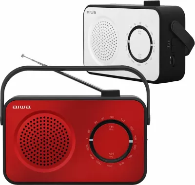 Radio portative Aiwa R-190RD AM/FM, 2 W, dalje për kufje, me rrymë ose bateri, e kuqe