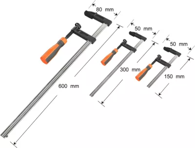 Set kllampa F VonHaus 3500187, 13 copë (5x150mm, 4x300mm, 4x600mm), portokalli/zi