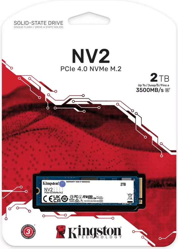 SSD Kingston NV2 PCIe 4.0 NVMe, 2 TB, M.2, 3500 MB/s