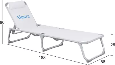 Shezllon për plazh, tipi i rëndë, ngjyrë e bardhë, alumini, FH5054.03, 188x58x31-81 cm