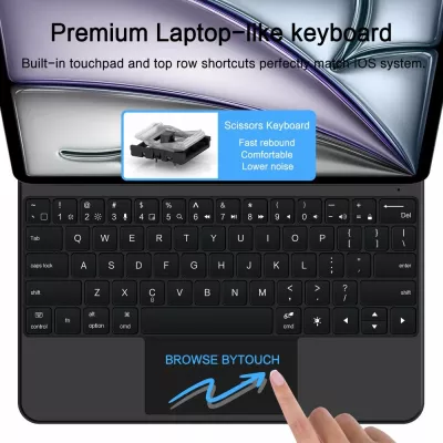 Mbështjellës me tastierë Tech-Protect Smartcase Magnetic për iPad Pro 12.9" 2020/2021/2022, iPad Air 13" 2024/2025, E zezë
