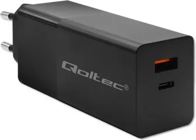Karikues Qoltec GaN POWER PRO, 1xUSB type C, 1xUSB A, 100W, zi