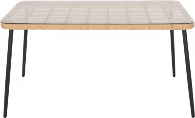 Tavolinë drejtkëndore për ngrënie, ALLEGRA, FH5537.11, metal i zi, ratan natyral, 139,5x79,5x73H cm