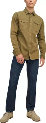 Këmishë për meshkuj Jack Jones JJESHERIDAN L/S NOOS, e gjelbër e errët [Madhësia: XL]