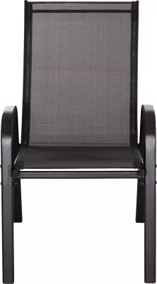 Karrige për jashtë LEON FH5000.43, kornizë metalike e zezë & textilene, set prej 4 copash, 55x70x91Hcm