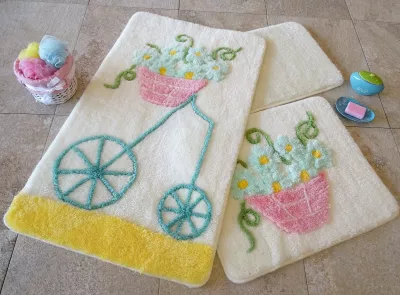 Set tapetë banjoje akrilik (3 copë), Mijolnir, Alacati - e verdhë