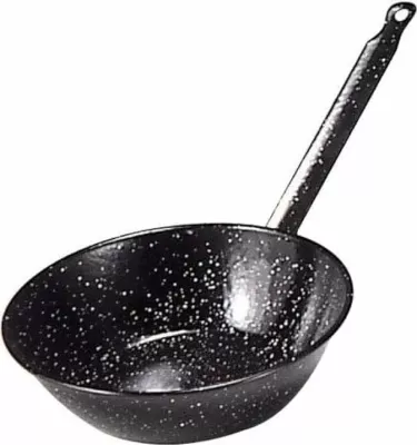 Tigan i thellë i emaluar Garcima 13365 28cm 3.7L thellësi 9cm, zi me pika të bardha