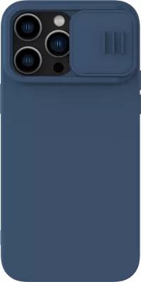 Mbështjellës Nillkin CamShield Silky Silicone për iPhone 14 Pro, me mbrojtëse kamere, Blu