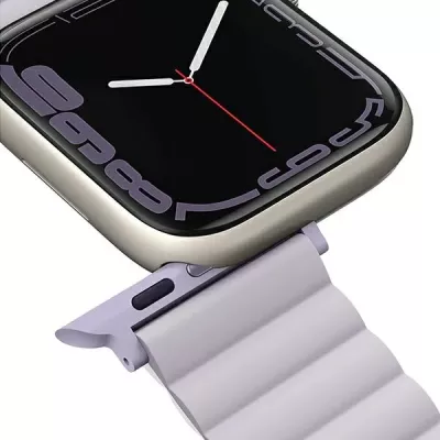 Rrip silikoni për Apple Watch UNIQ Revix, 42/44/45/49mm, dyngjyrësh vjollcë-e bardhë