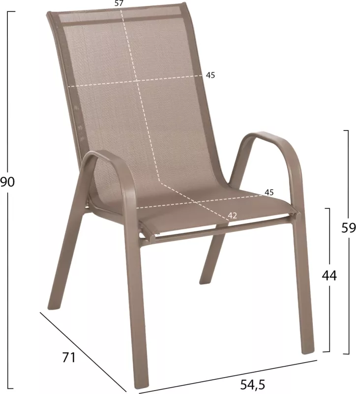 Karrige e jashtme LEON FH5000.04 kornizë metali ngjyrë shampanjë - tekstilene ngjyrë shampanjë 54x70x93H cm