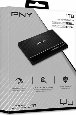 SSD PNY CS900 1TB 2.5" SATA III 7mm TLC, e zezë