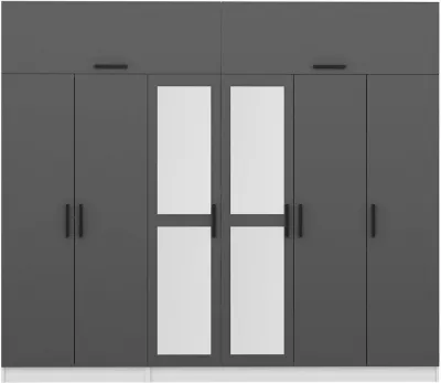 Dollap garderobe Skye Decor, anthracite dhe i bardhë, 270x255x52cm, 11 pjesë