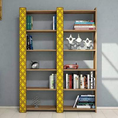 Raft librash Skye Decor City 2, ngjyrë arre dhe e verdhë