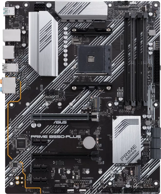 Pllakë amë ASUS PRIME B550-PLUS, Socket AM4, DDR4-SDRAM, 128 GB, E zezë dhe argjend