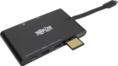 Dock station USB-C Tripp Lite U442-DOCK3-B, 1x HDMI, Gigabit LAN, 2x USB 3.0, 2x USB-C, lexues SD/microSD, e zezë