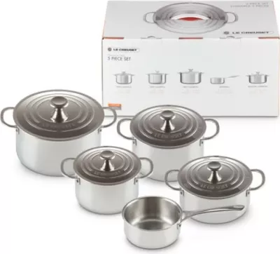 Set tenxheresh, Le Creuset, 3-Ply Plus (96605300000000), inoks 3-shtresor, argjendt, set 5 copë