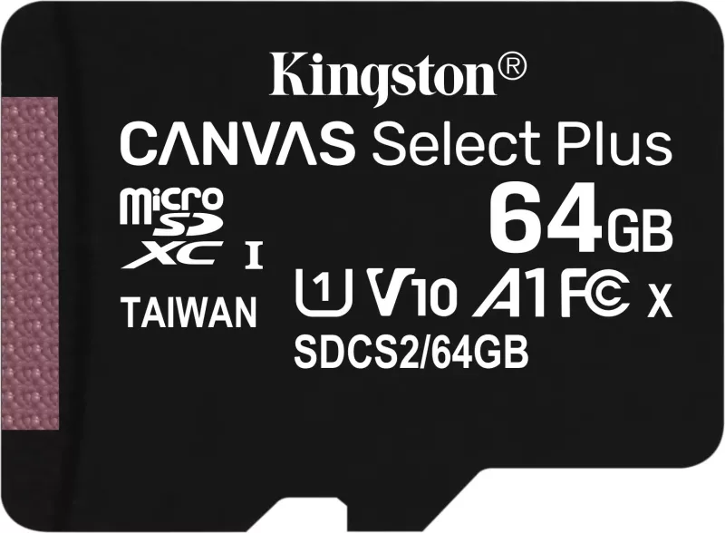Kartelë microSDXC Kingston 64GB Canvas Select Plus, 100 MB/s, e zezë
