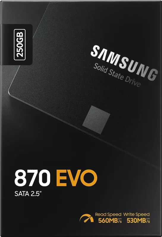 SSD Samsung 870 EVO, 250 GB, 2.5", 560 MB/s, 6 Gbit/s, e zezë