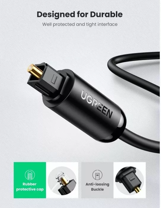 Kabllo optike Toslink UGREEN 70891 1.5 m, e zezë, polybag thumbnail 4