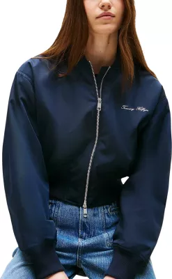 Jakne bomber për femra Tommy Hilfiger REG CROPPED BO WW0WW45634, kaltër e errët [Madhësia: L]